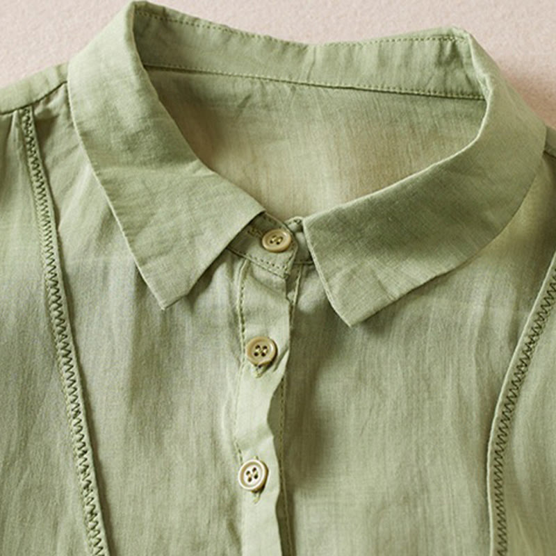 Breathable Cotton Linen Mock Layer Half Sleeve Meditation Shirt