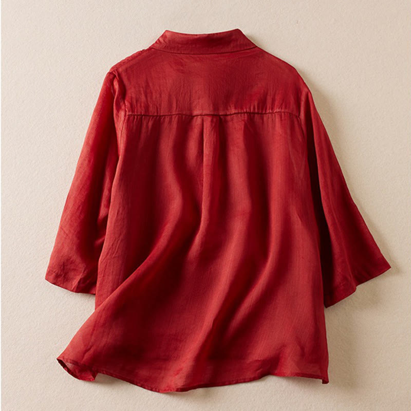 Breathable Cotton Linen Mock Layer Half Sleeve Meditation Shirt
