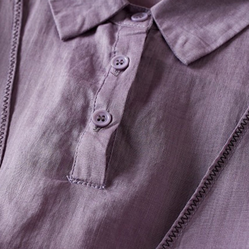 Breathable Cotton Linen Mock Layer Half Sleeve Meditation Shirt