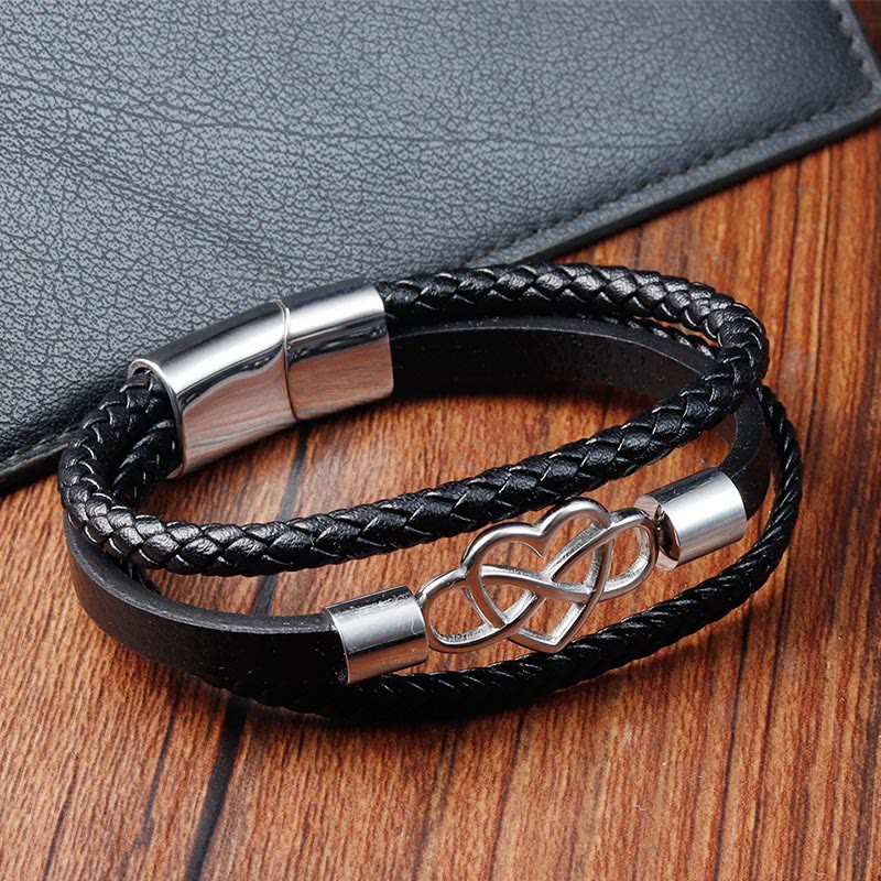 Geometric Leather Titanium Steel Strengthen Buckle Bracelet