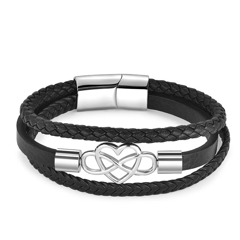Geometric Leather Titanium Steel Strengthen Buckle Bracelet