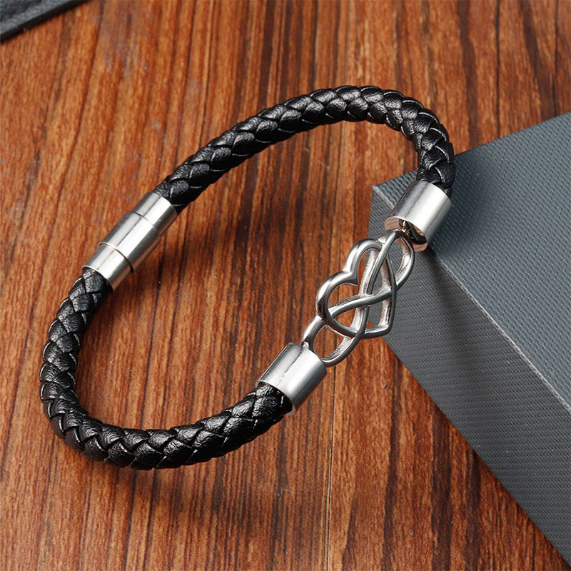 Geometric Leather Titanium Steel Strengthen Buckle Bracelet