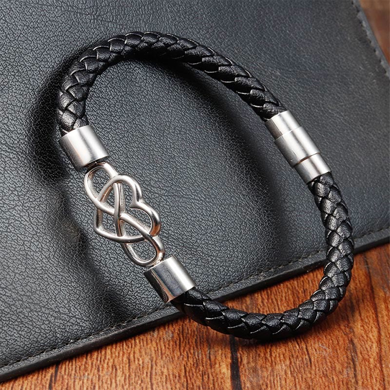 Geometric Leather Titanium Steel Strengthen Buckle Bracelet