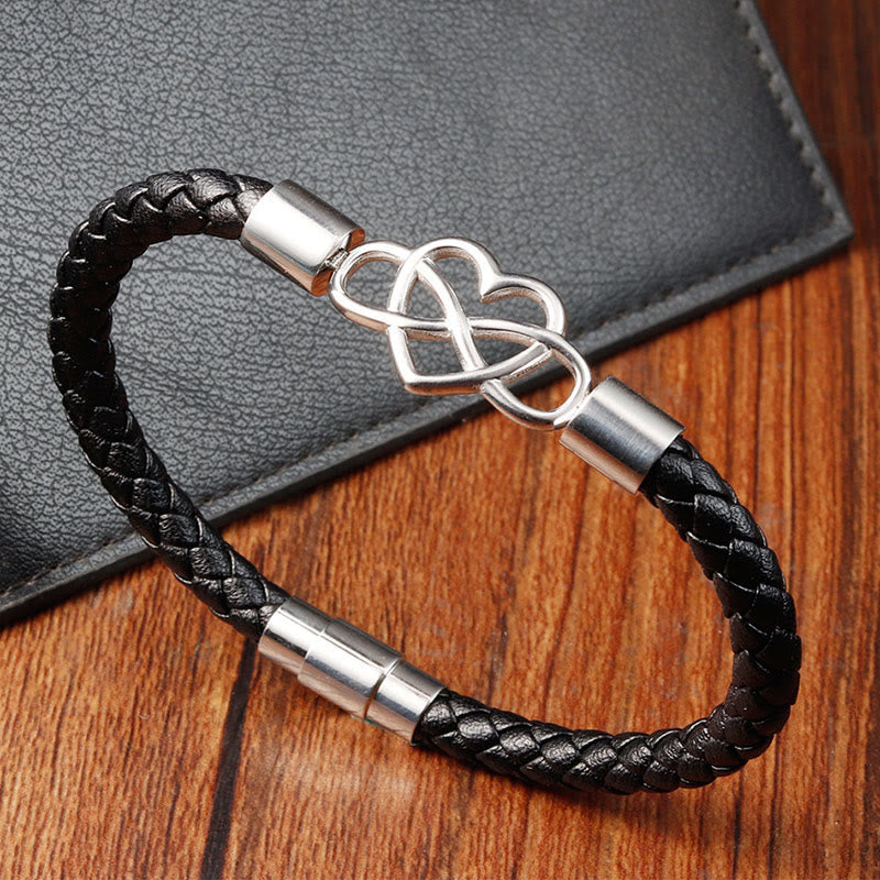 Geometric Leather Titanium Steel Strengthen Buckle Bracelet