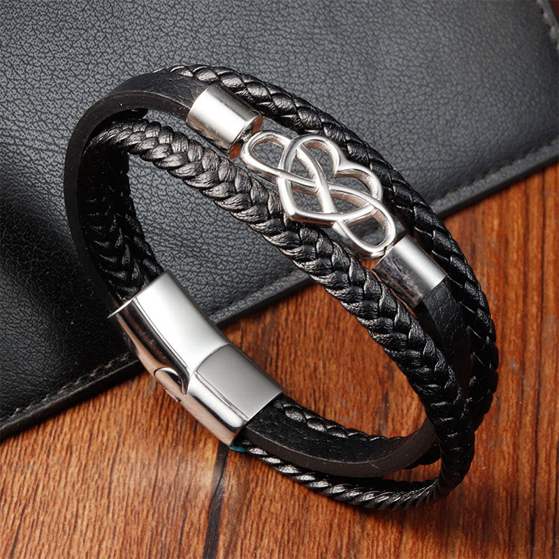 Geometric Leather Titanium Steel Strengthen Buckle Bracelet