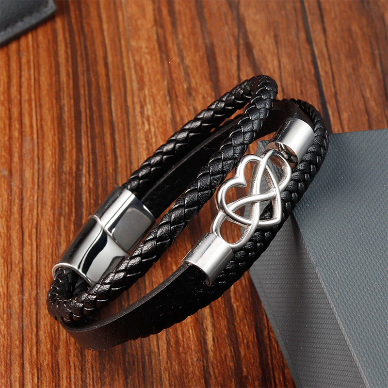 Geometric Leather Titanium Steel Strengthen Buckle Bracelet