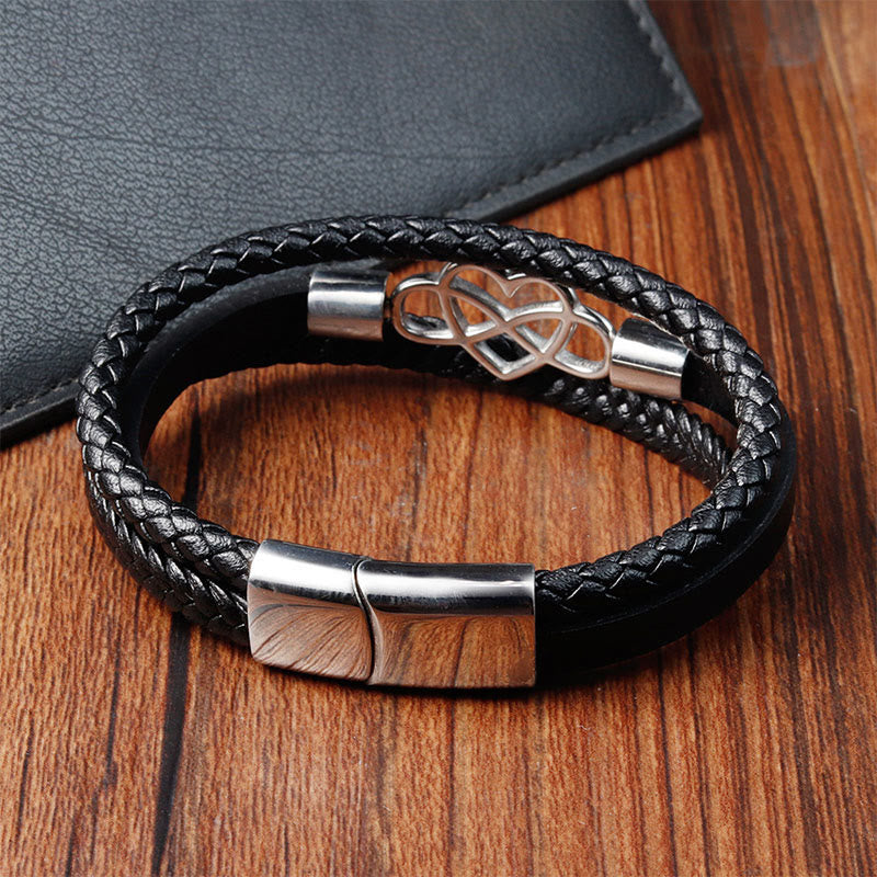 Geometric Leather Titanium Steel Strengthen Buckle Bracelet