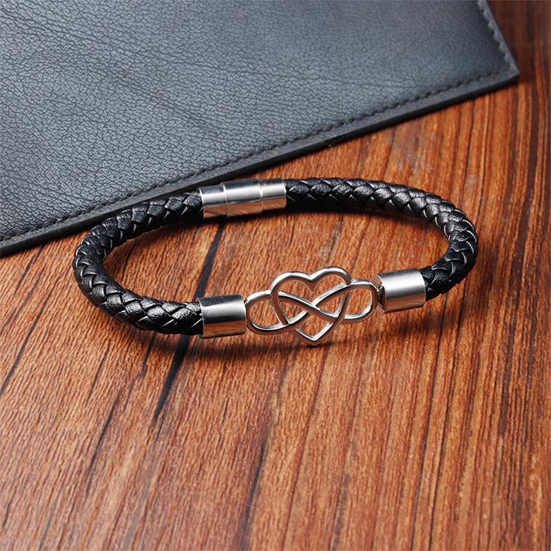 Geometric Leather Titanium Steel Strengthen Buckle Bracelet