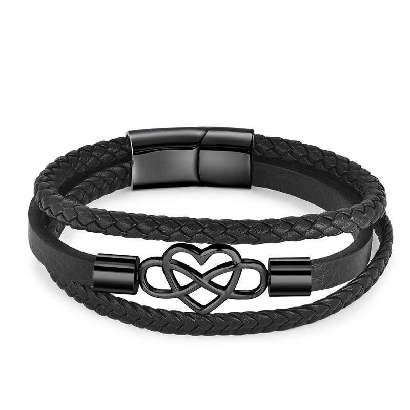 Geometric Leather Titanium Steel Strengthen Buckle Bracelet