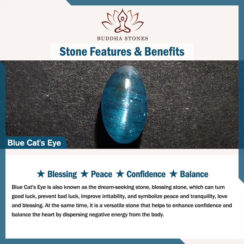 Blue Cat's Eye and Jade Ping An Kou Beaded Bracelet with Clear Quartz