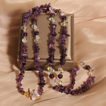 Botanical Crystal Flower & Butterfly Pendant Necklace