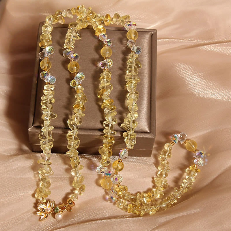 Botanical Crystal Flower & Butterfly Pendant Necklace