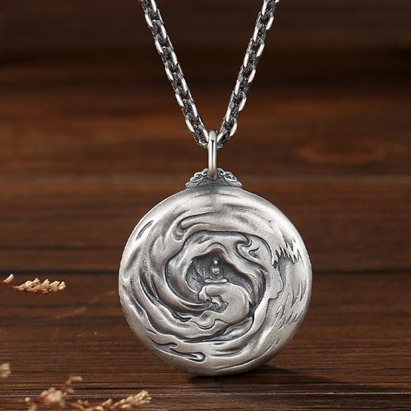 Copper Buddha Demon Pattern Compassion Pendant Necklace