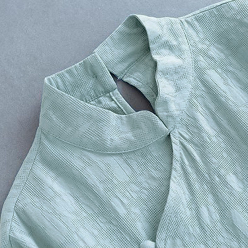 Cotton Linen Frog-Button Side-Tie Mindful Midi Dress