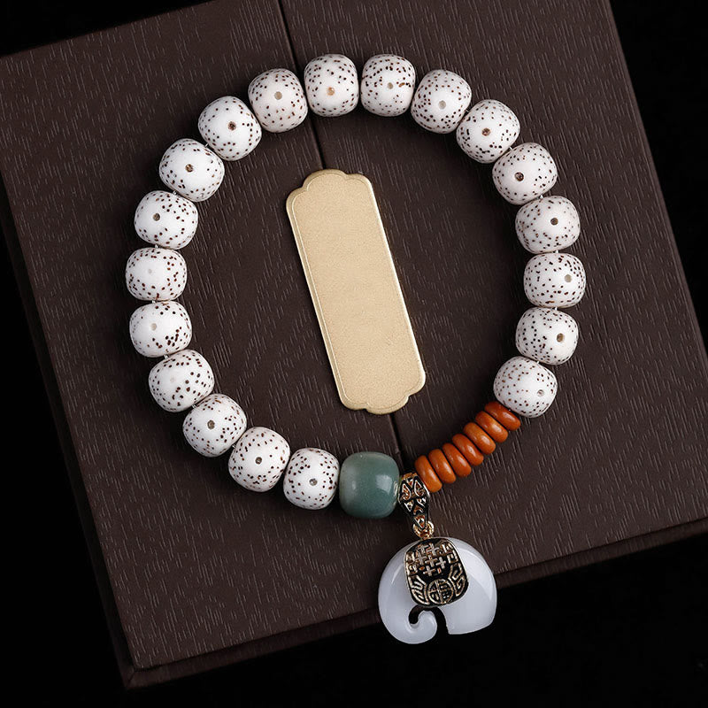 Hand-Polished Star Moon Bodhi Seed Elephant Copper & Liuli Bracelet