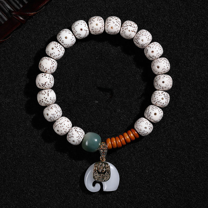 Hand-Polished Star Moon Bodhi Seed Elephant Copper & Liuli Bracelet