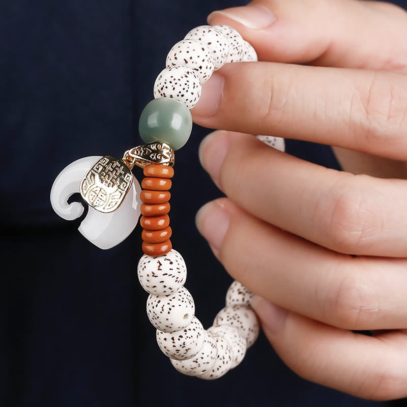 Hand-Polished Star Moon Bodhi Seed Elephant Copper & Liuli Bracelet