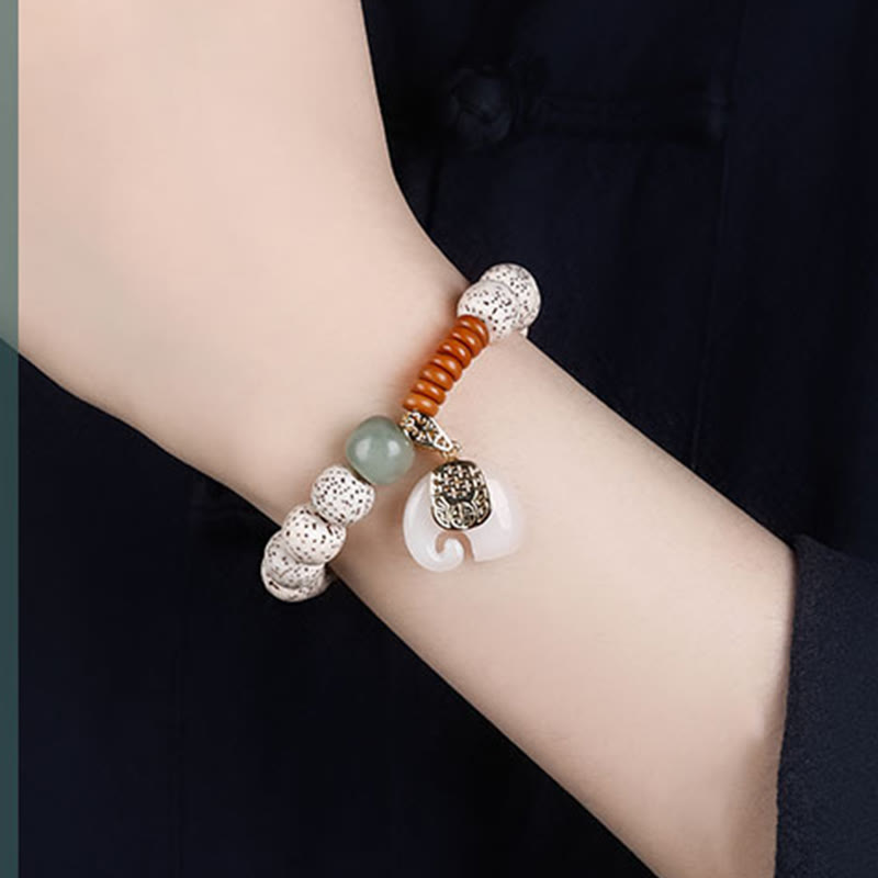 Hand-Polished Star Moon Bodhi Seed Elephant Copper & Liuli Bracelet