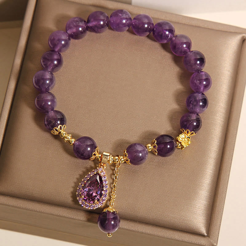 Natural Amethyst Water Drop Balance Bracelet