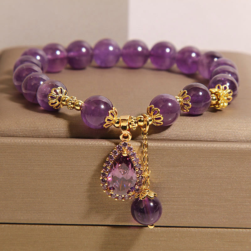 Natural Amethyst Water Drop Balance Bracelet