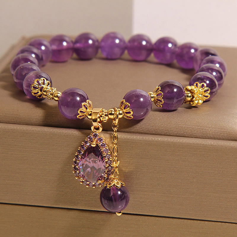 Natural Amethyst Water Drop Balance Bracelet