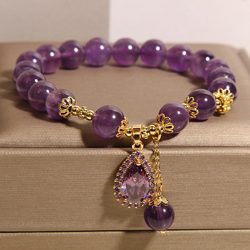 Natural Amethyst Water Drop Balance Bracelet