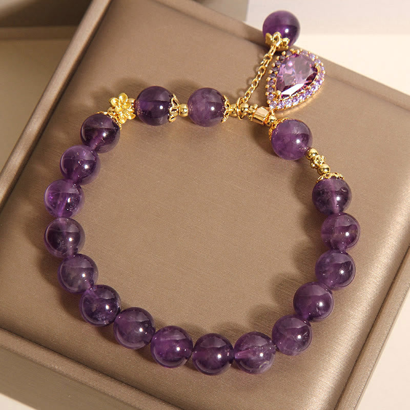 Natural Amethyst Water Drop Balance Bracelet