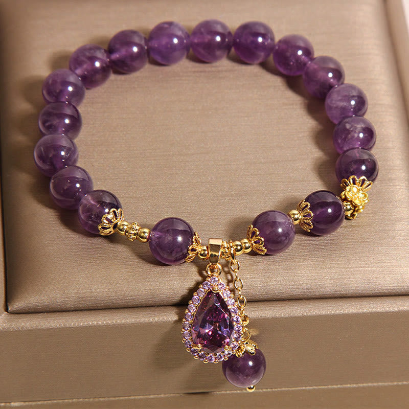 Natural Amethyst Water Drop Balance Bracelet