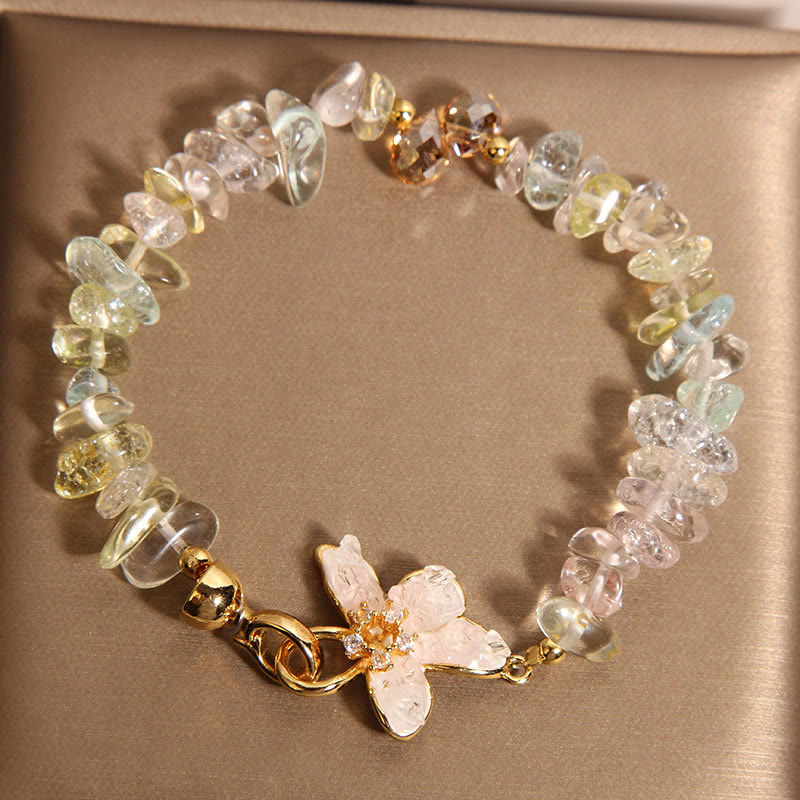 Natural Irregular Gravel Amethyst Blue Crystal Wisteria Balance Bracelet