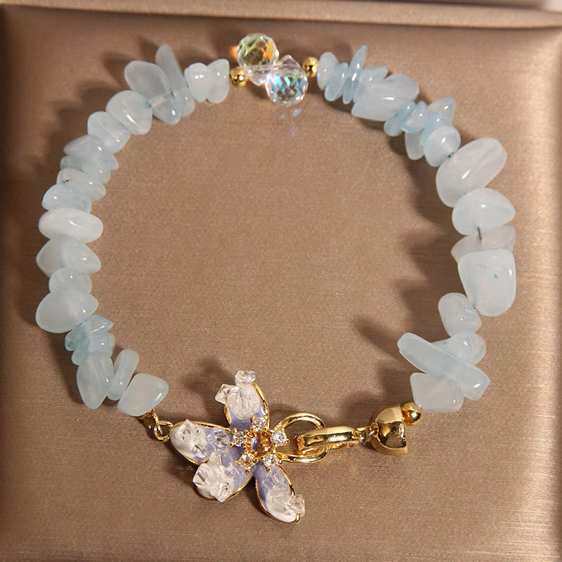 Natural Irregular Gravel Amethyst Blue Crystal Wisteria Balance Bracelet