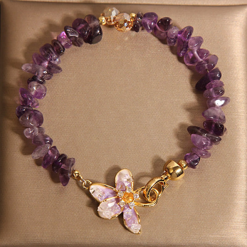 Natural Irregular Gravel Amethyst Blue Crystal Wisteria Balance Bracelet