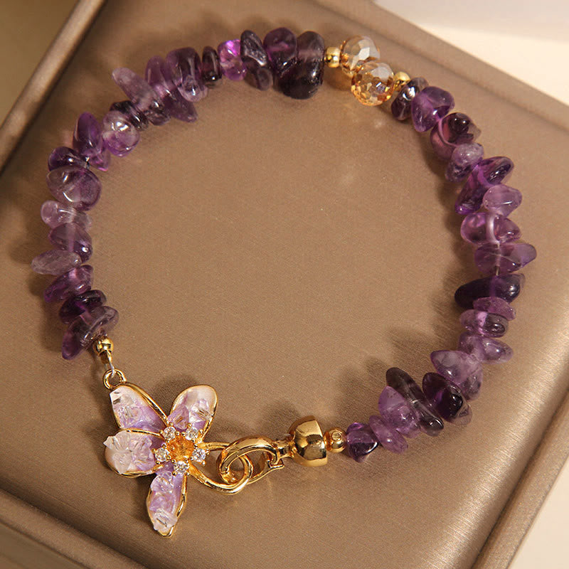 Natural Irregular Gravel Amethyst Blue Crystal Wisteria Balance Bracelet
