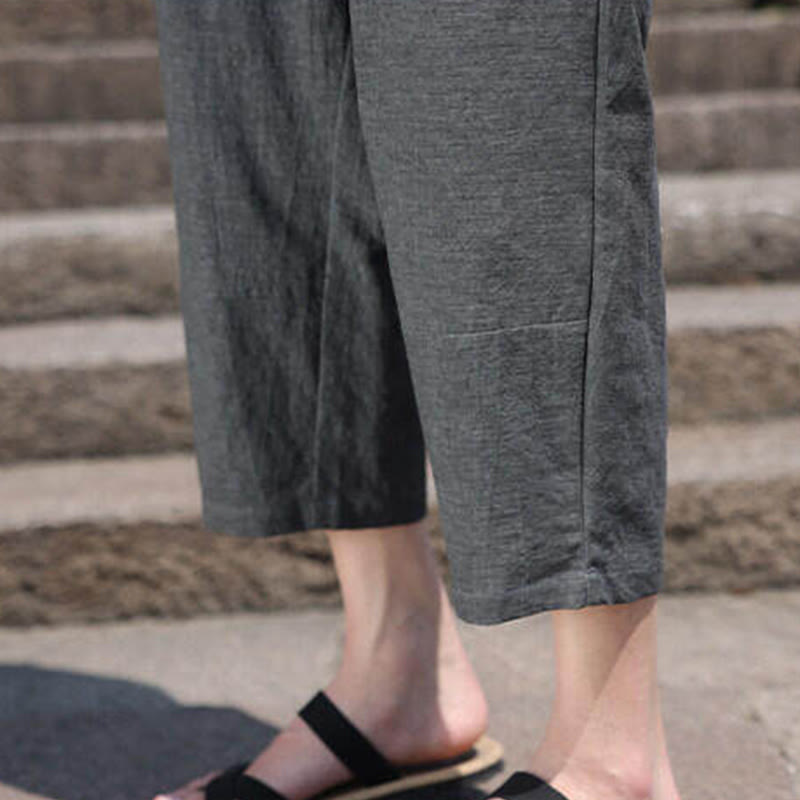 Breathable 7/8 Length Carrot-Fit Meditation Trousers with Pockets