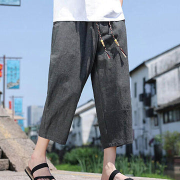 Breathable 7/8 Length Carrot-Fit Meditation Trousers with Pockets