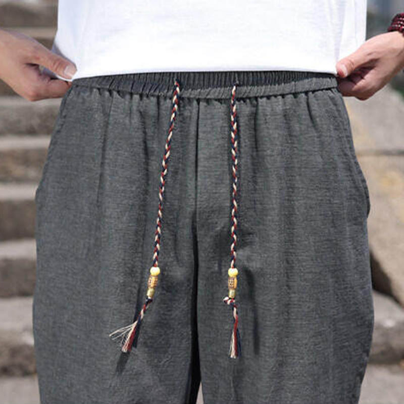 Breathable 7/8 Length Carrot-Fit Meditation Trousers with Pockets