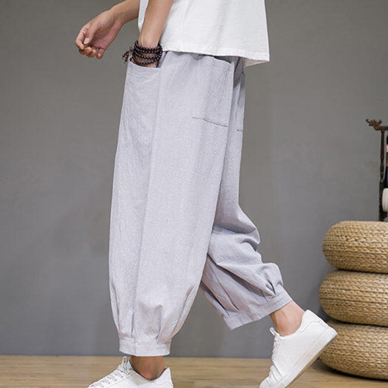 Breathable Cotton 7/8 Length Harem Meditation Trousers