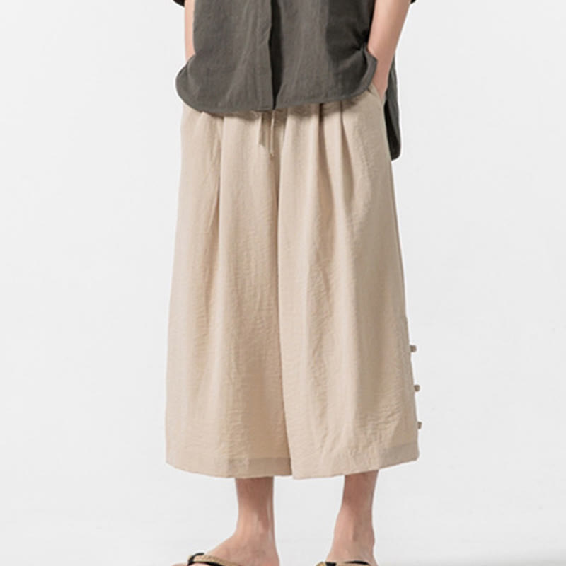 Tactile Cotton Cropped Wide-Leg Meditation Pants