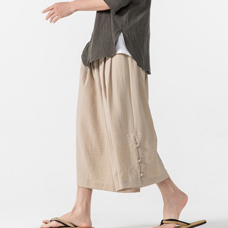 Tactile Cotton Cropped Wide-Leg Meditation Pants