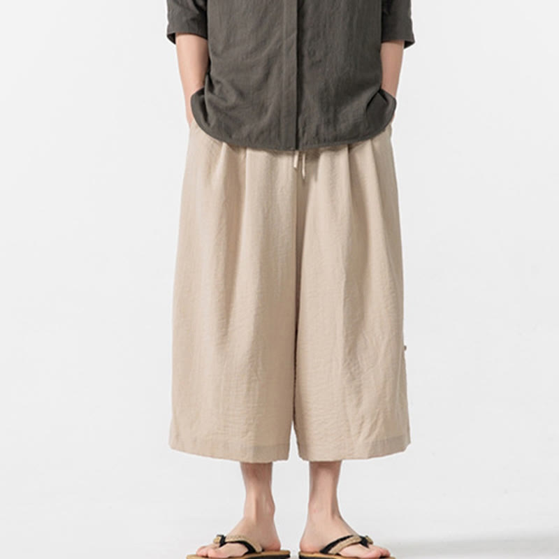 Tactile Cotton Cropped Wide-Leg Meditation Pants