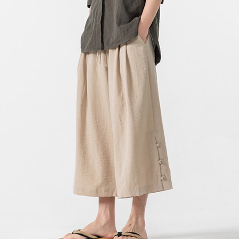 Tactile Cotton Cropped Wide-Leg Meditation Pants