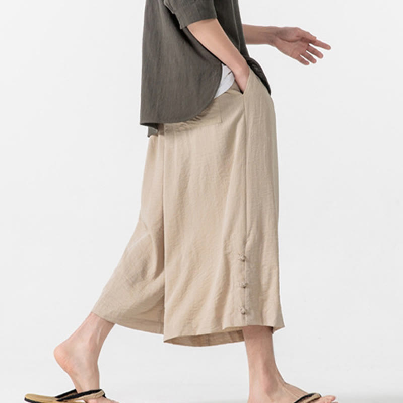 Tactile Cotton Cropped Wide-Leg Meditation Pants