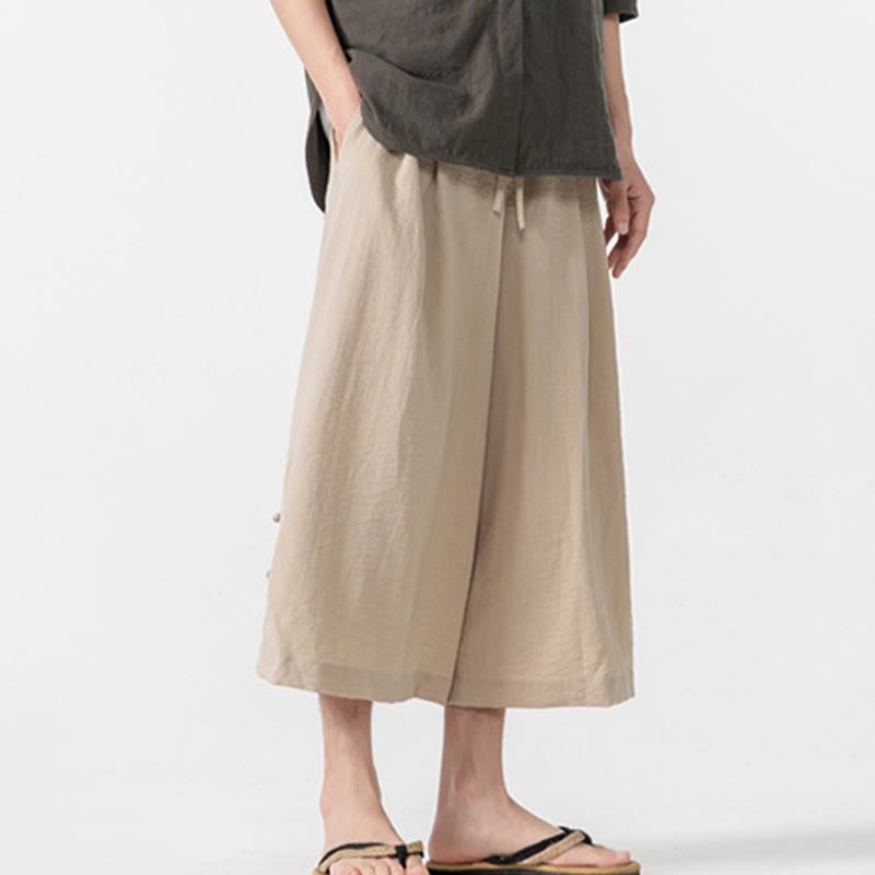 Tactile Cotton Cropped Wide-Leg Meditation Pants