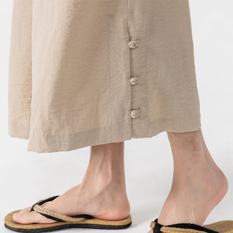 Tactile Cotton Cropped Wide-Leg Meditation Pants