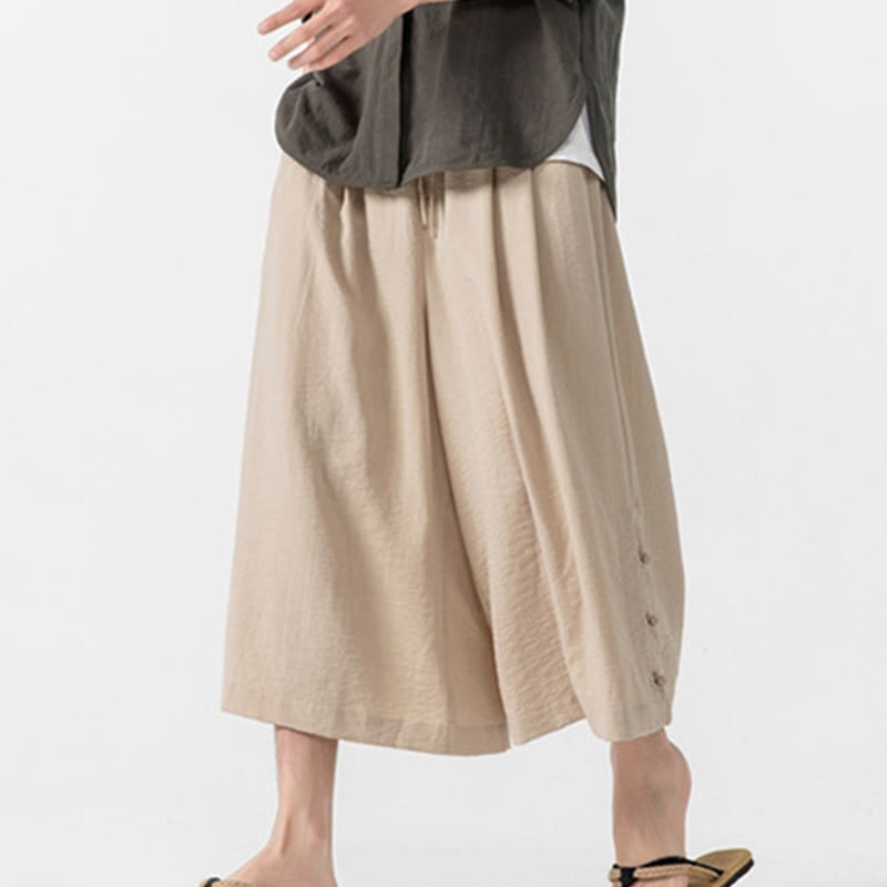 Tactile Cotton Cropped Wide-Leg Meditation Pants