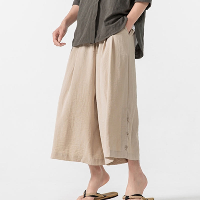 Tactile Cotton Cropped Wide-Leg Meditation Pants