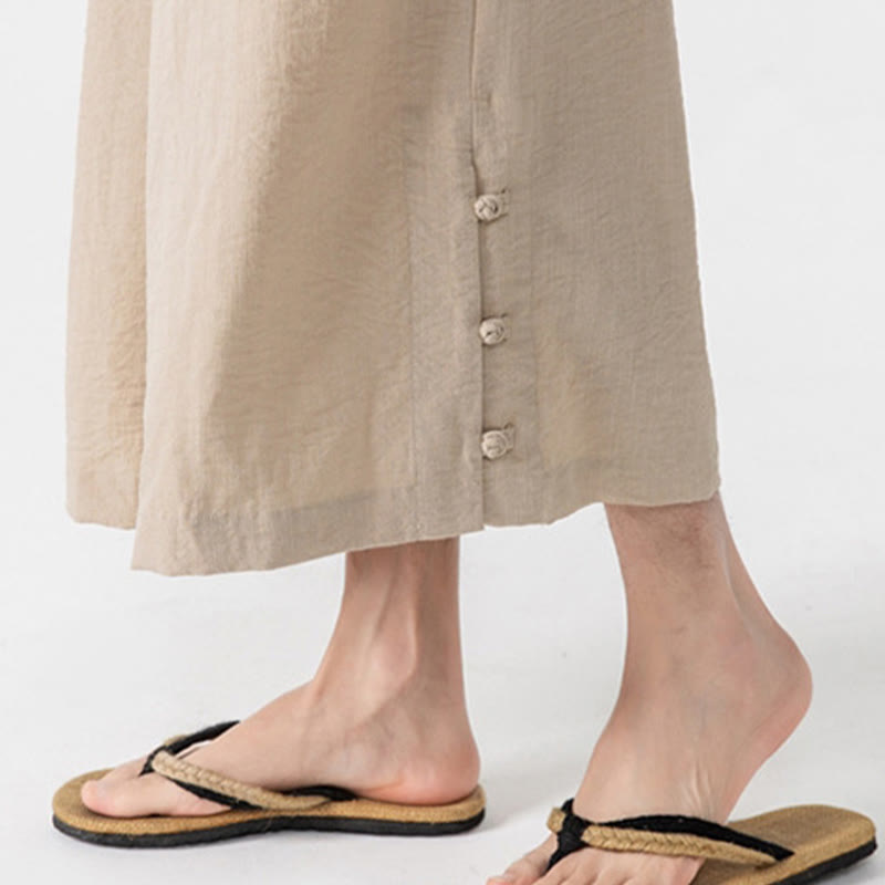 Tactile Cotton Cropped Wide-Leg Meditation Pants