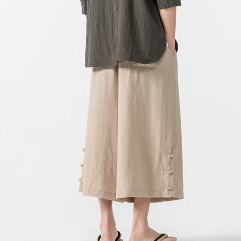 Tactile Cotton Cropped Wide-Leg Meditation Pants