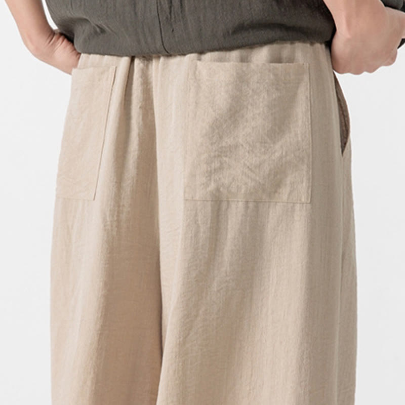 Tactile Cotton Cropped Wide-Leg Meditation Pants