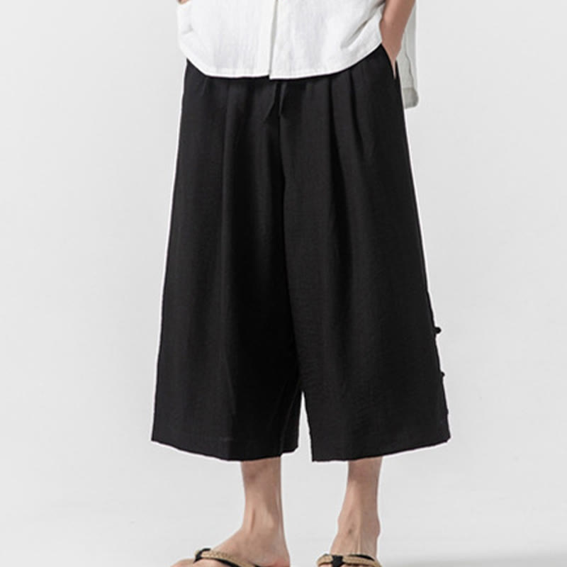 Tactile Cotton Cropped Wide-Leg Meditation Pants