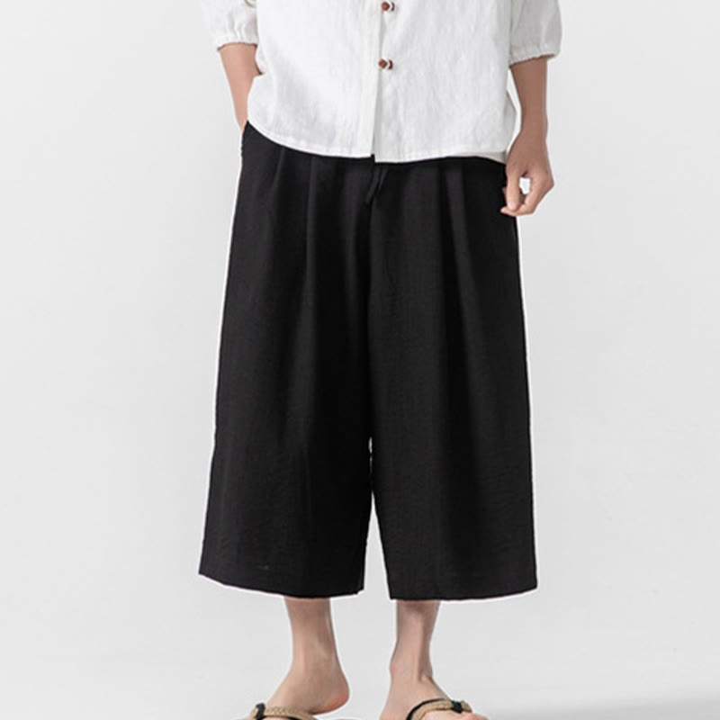 Tactile Cotton Cropped Wide-Leg Meditation Pants